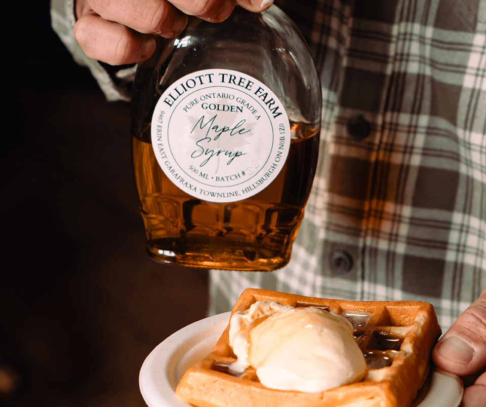 Maple Syrup ice cream waffles