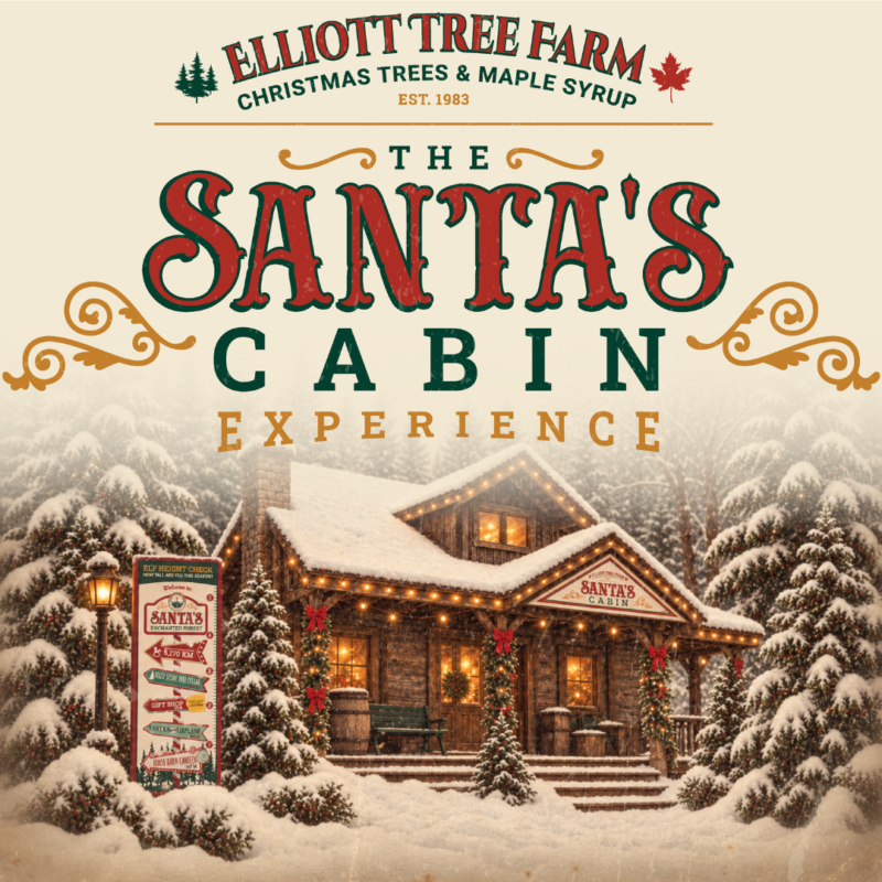 Read more about the article The Santa’s Cabin Experience returns once again to Elliott Tree Farm for the 2026 holiday season!